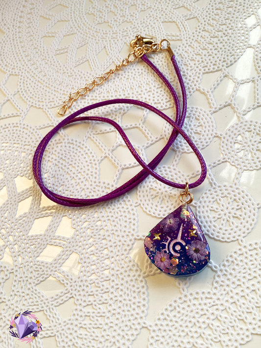 Purple Flowers Jobstone Necklace Final Fantasy XIV